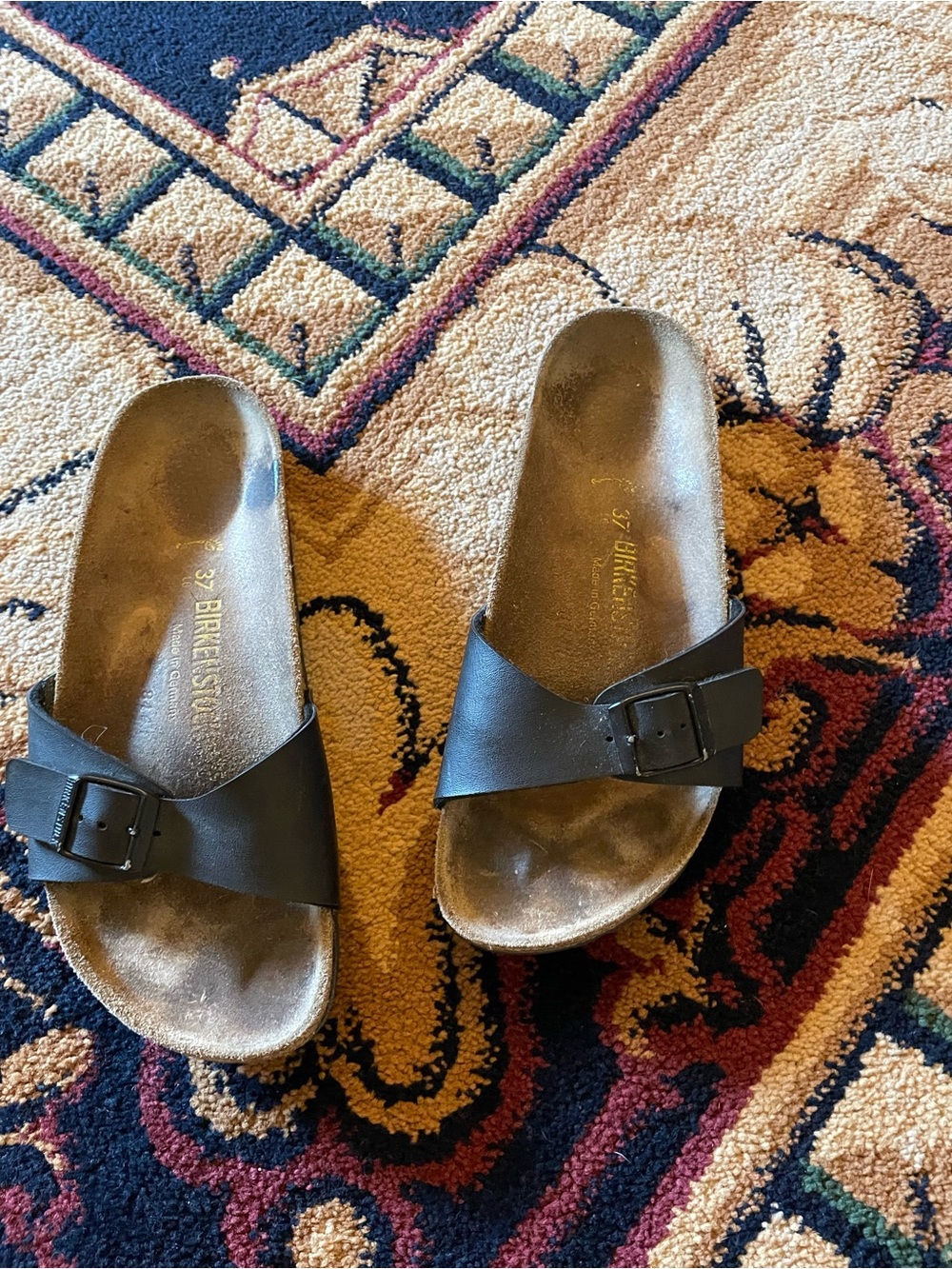 Birkenstock Black Madrid Single Strap Slide Sandals